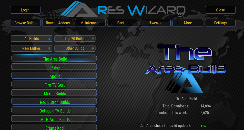Install Ares Wizard For Kodi XBMC